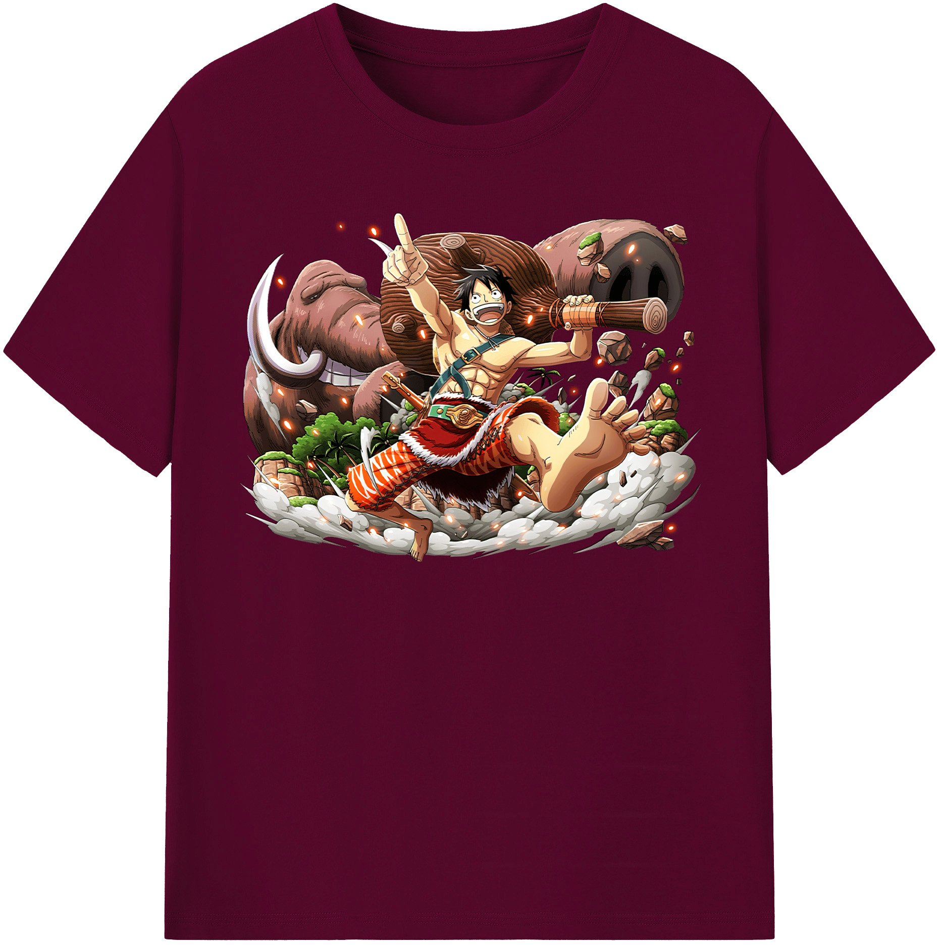 ワンピース モンキー・D・ルフィ ONE PIECE Monkey D. Luffy レディースカジュアルプリントTシャツ（綿100％）